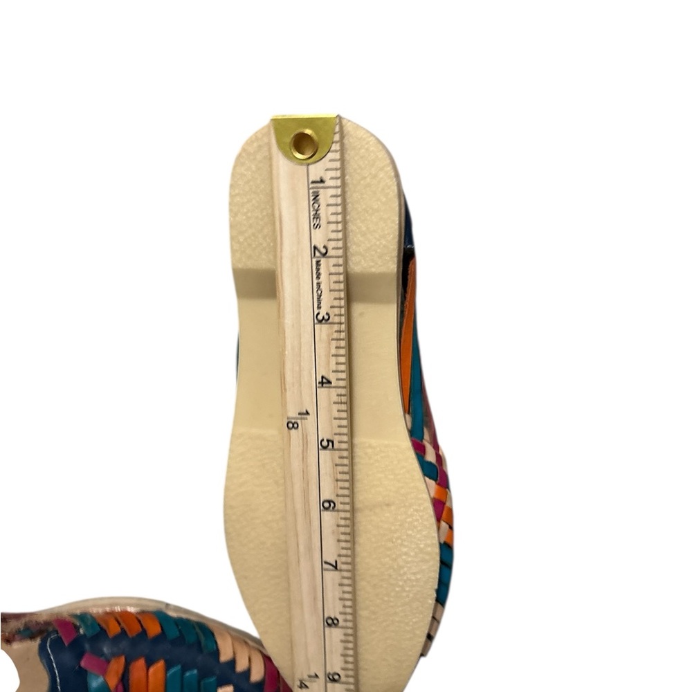Multicolor Woven Leather Huarache Flats - Guillen Atisan Made in Mexico 9-9.5 - Picture 8 of 9
